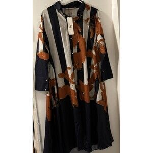 LULUSAR women’s maxi dress NWT multi color Collared chain detail Button down M